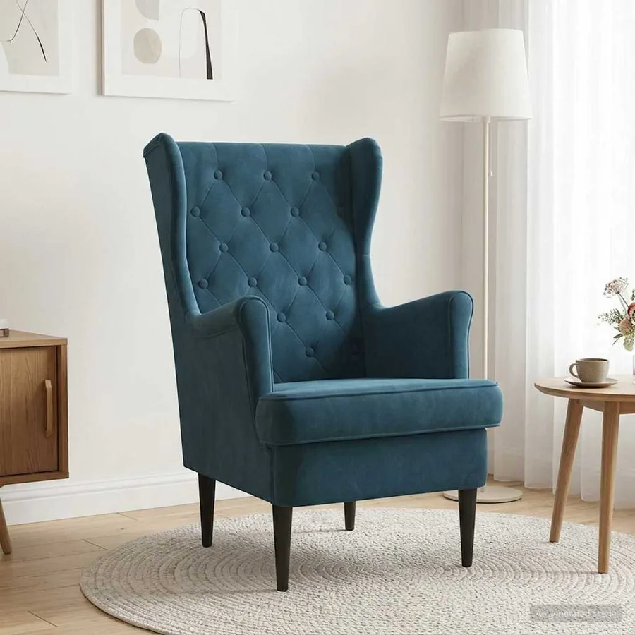 Fauteuil Bleu Velours - 3