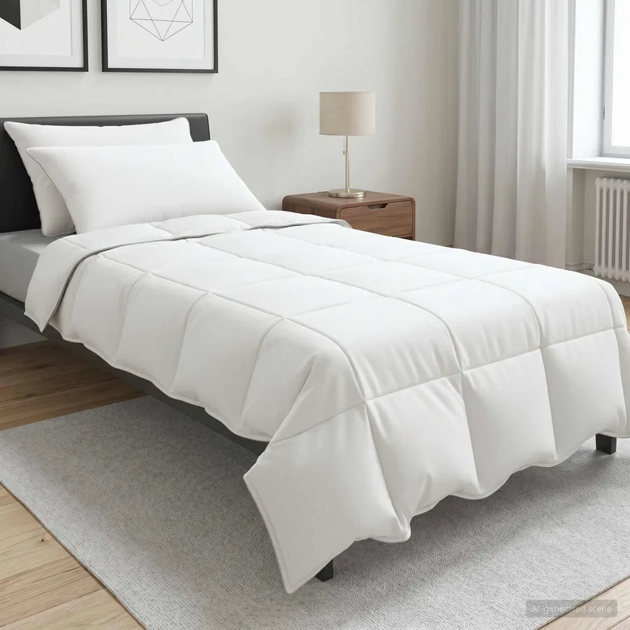 Ensemble de Duvet avec oreiller 2 pcs Blanc Fibre de bambou