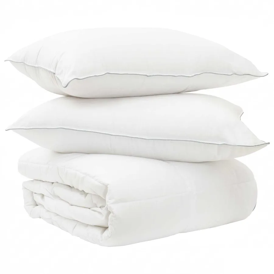 Ensemble de Duvet avec oreiller 2 pcs Blanc Fibre de bambou - 2