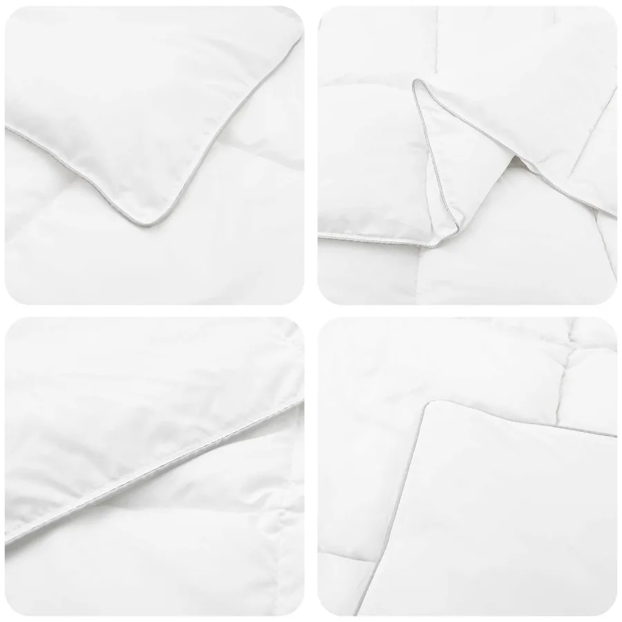 Ensemble de Duvet Blanc 140 x 220 cm Polyester, Bambou - 4