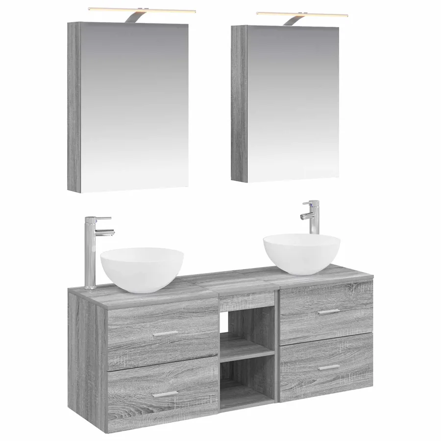 Ensemble de mobilier de salle de bain 5 pcs Sonoma gris - 2