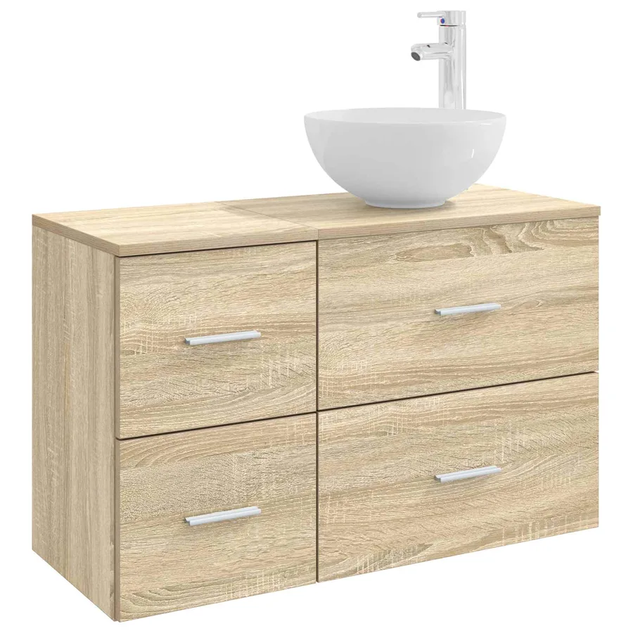 Ensemble de mobilier de salle de bain 2 pcs Chêne Sonoma - 2
