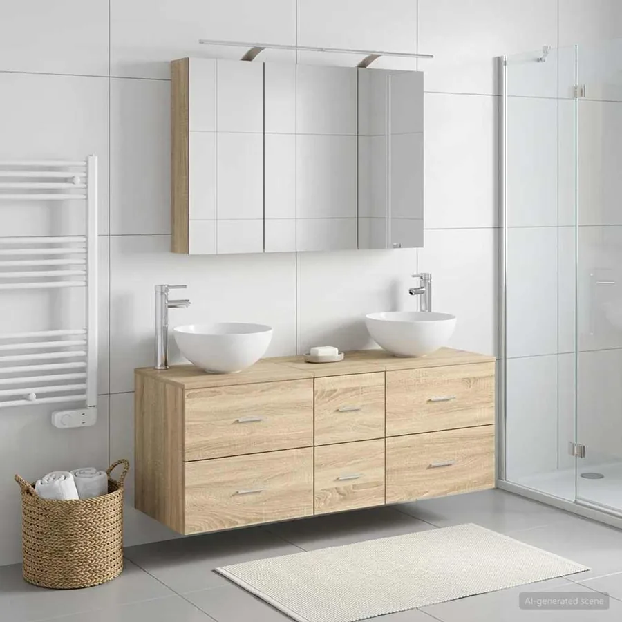 Ensemble de mobilier de salle de bain 4 pcs Chêne Sonoma