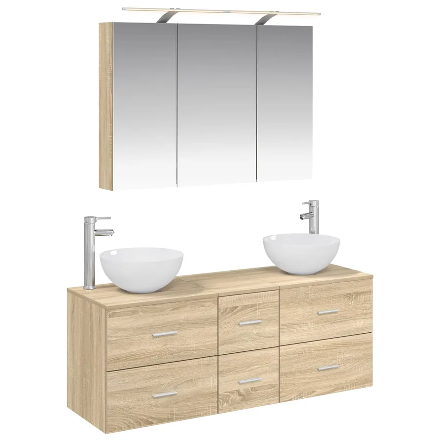 Ensemble de mobilier de salle de bain 4 pcs Chêne Sonoma - 2