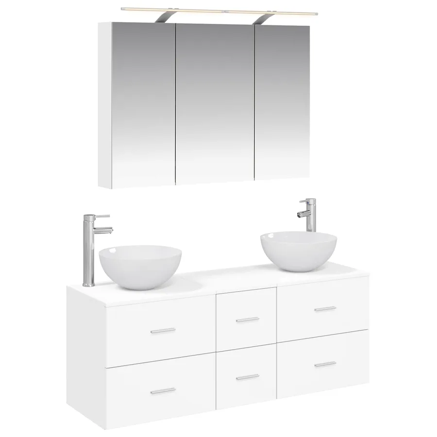 Ensemble de mobilier de salle de bain 4 pcs Blanc - 2
