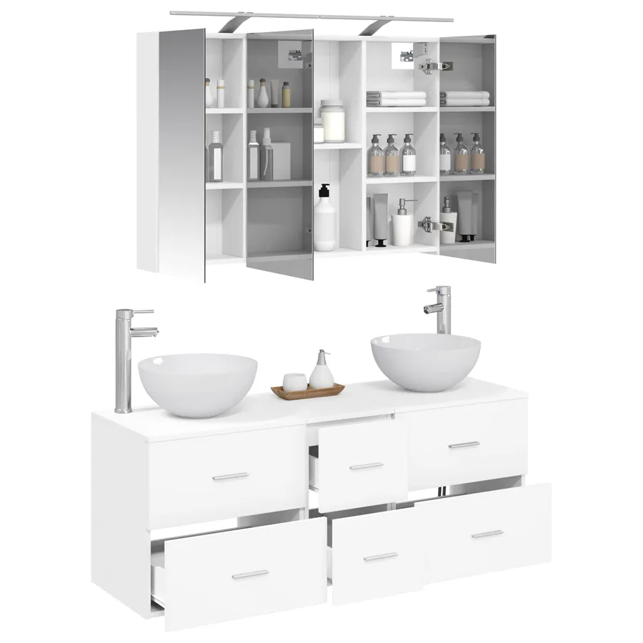 Ensemble de mobilier de salle de bain 4 pcs Blanc - 3