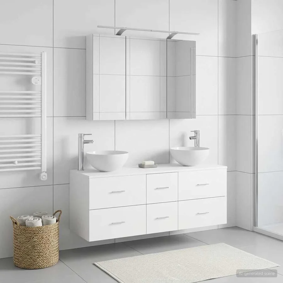 Ensemble de mobilier de salle de bain 4 pcs Blanc - 4