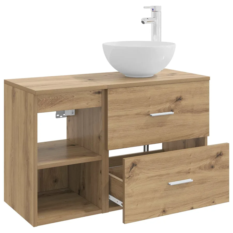 Ensemble de mobilier de salle de bain 2 pc Chêne artisanal - 4