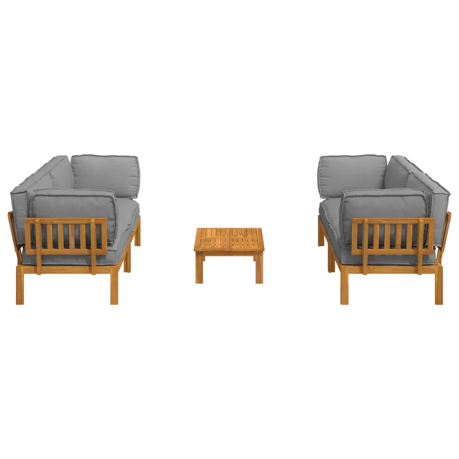 Ensemble de Canapés Uni 5 pcs Gris Bois d'Acacia Massif - 10
