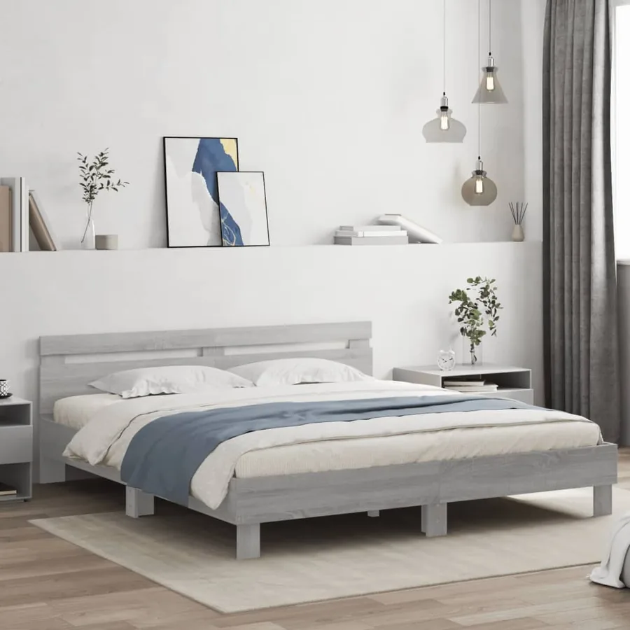 Cadre de lit sans matelas sonoma gris 200x200 cm