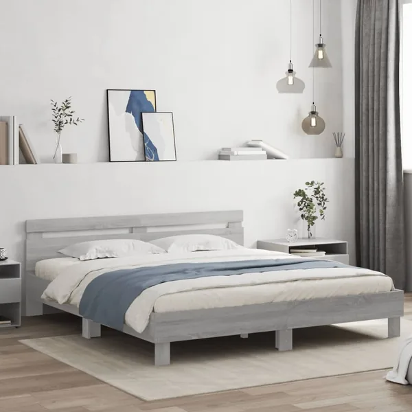 Cadre de lit sans matelas sonoma gris 200x200 cm