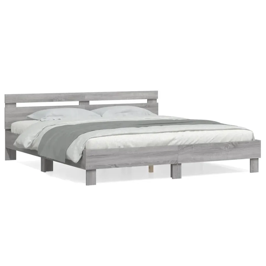 Cadre de lit sans matelas sonoma gris 200x200 cm - 2