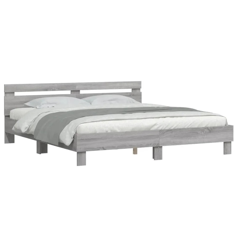 Cadre de lit sans matelas sonoma gris 200x200 cm - 3