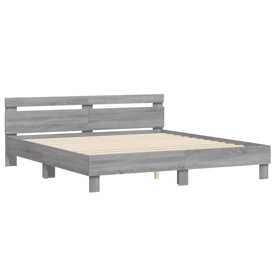 Cadre de lit sans matelas sonoma gris 200x200 cm - 4