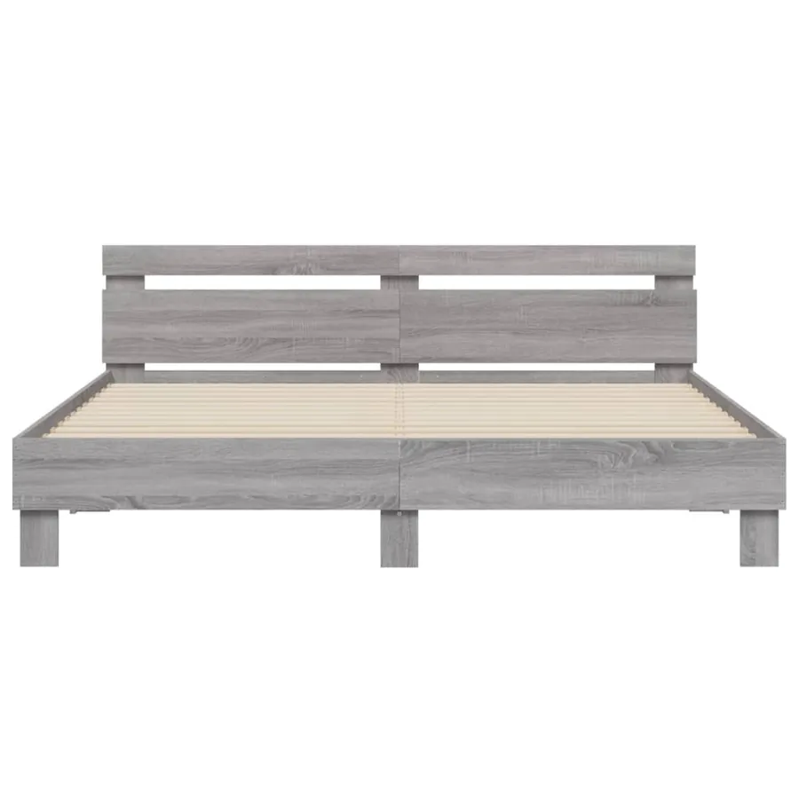 Cadre de lit sans matelas sonoma gris 200x200 cm - 5
