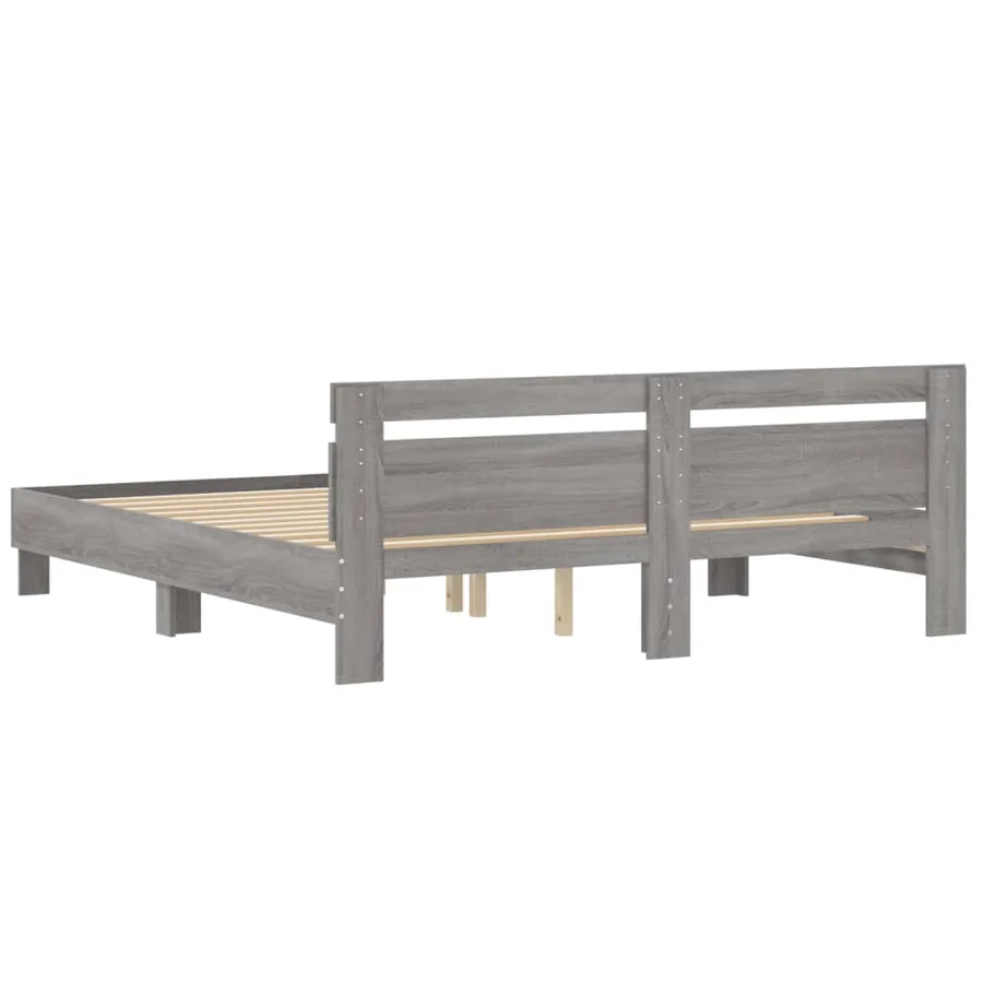 Cadre de lit sans matelas sonoma gris 200x200 cm - 7