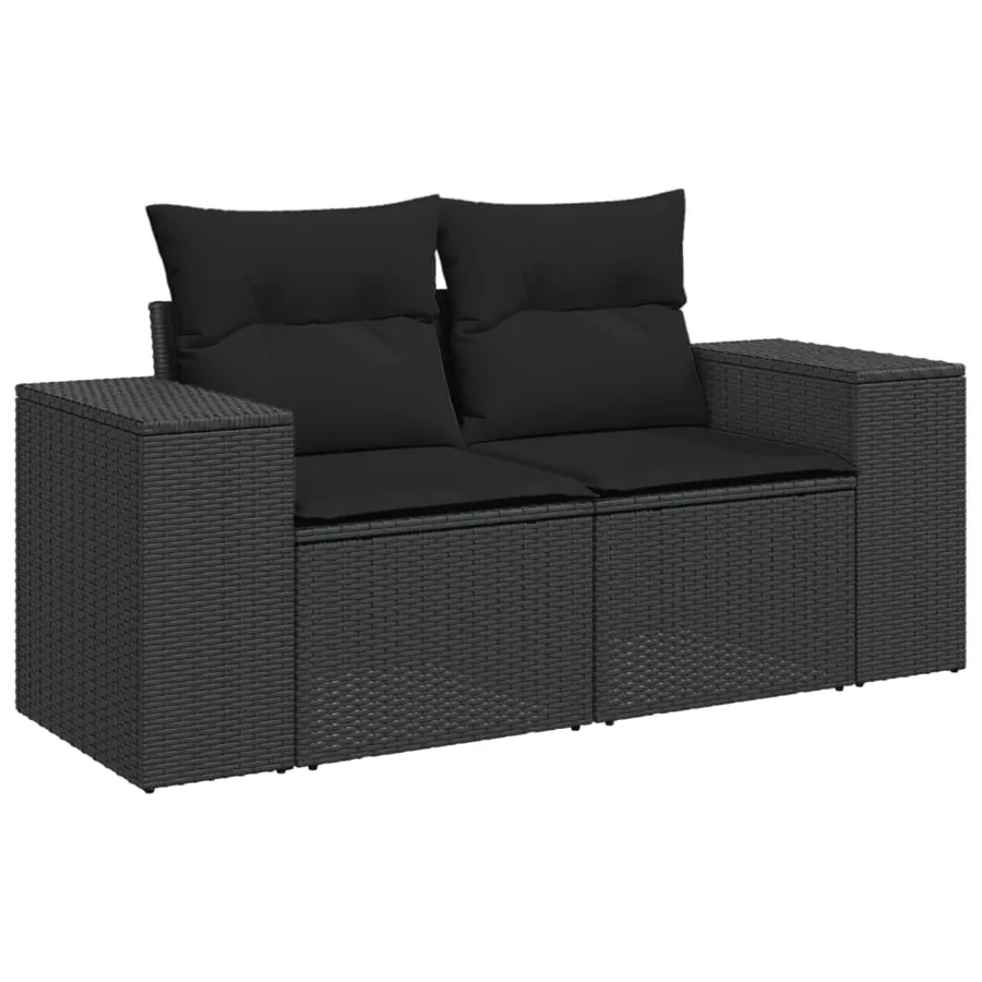 Salon de jardin 7 pcs avec coussins noir résine tressée 62 x 62 x 69 cm - 62,7 kg - 3