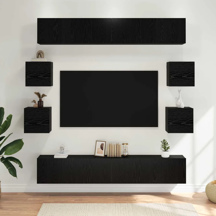 Ensemble meuble TV 10 pcs 180 x 30 x 30 cm Chêne noir