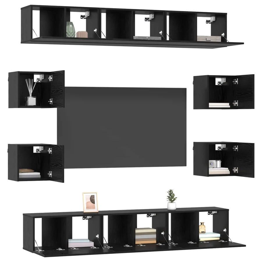 Ensemble meuble TV 10 pcs 180 x 30 x 30 cm Chêne noir - 3