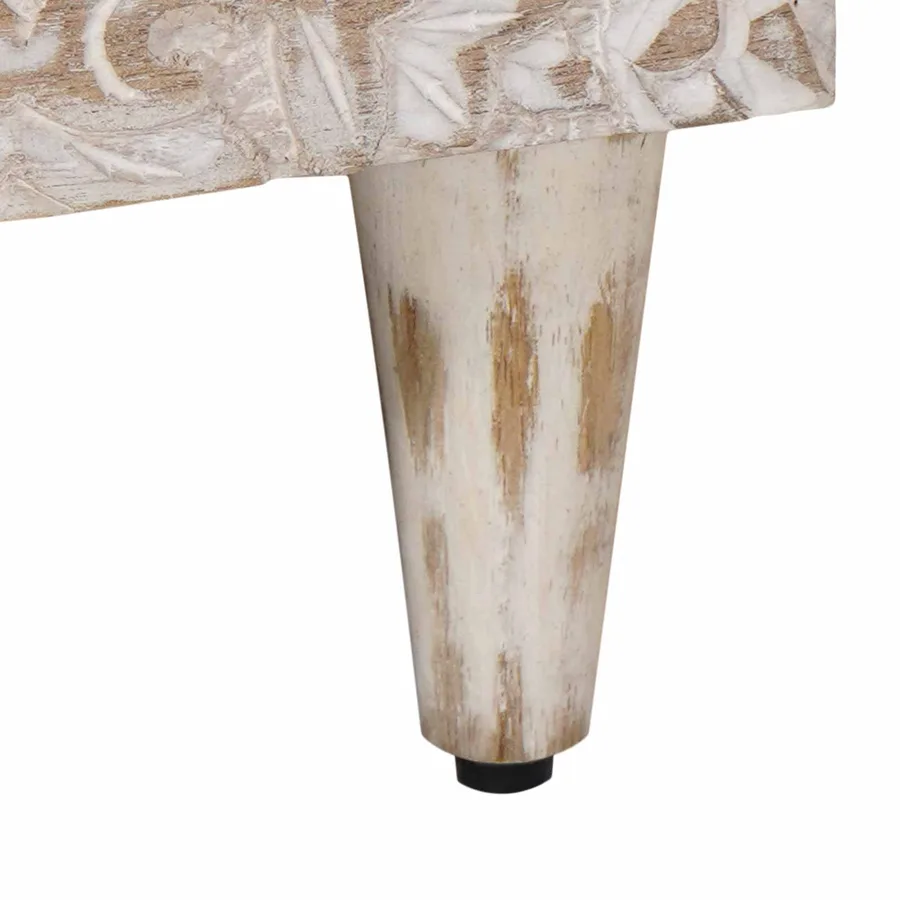Meuble TV Blanc 80 x 33,5 x 46 cm Bois de mangue massif - 8