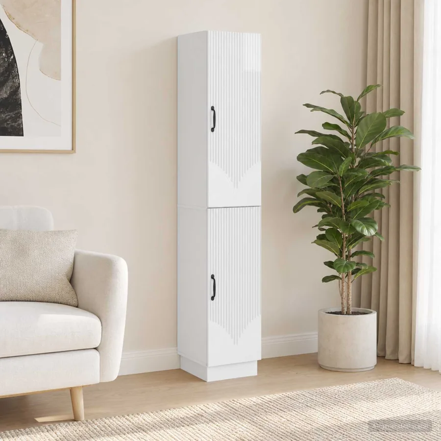 Ensemble de Meubles 2 pcs Blanc brillant Bois d'ingénierie