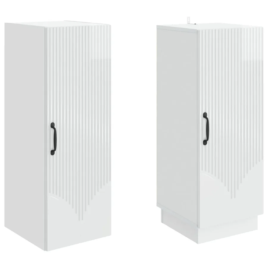 Ensemble de Meubles 2 pcs Blanc brillant Bois d'ingénierie - 4