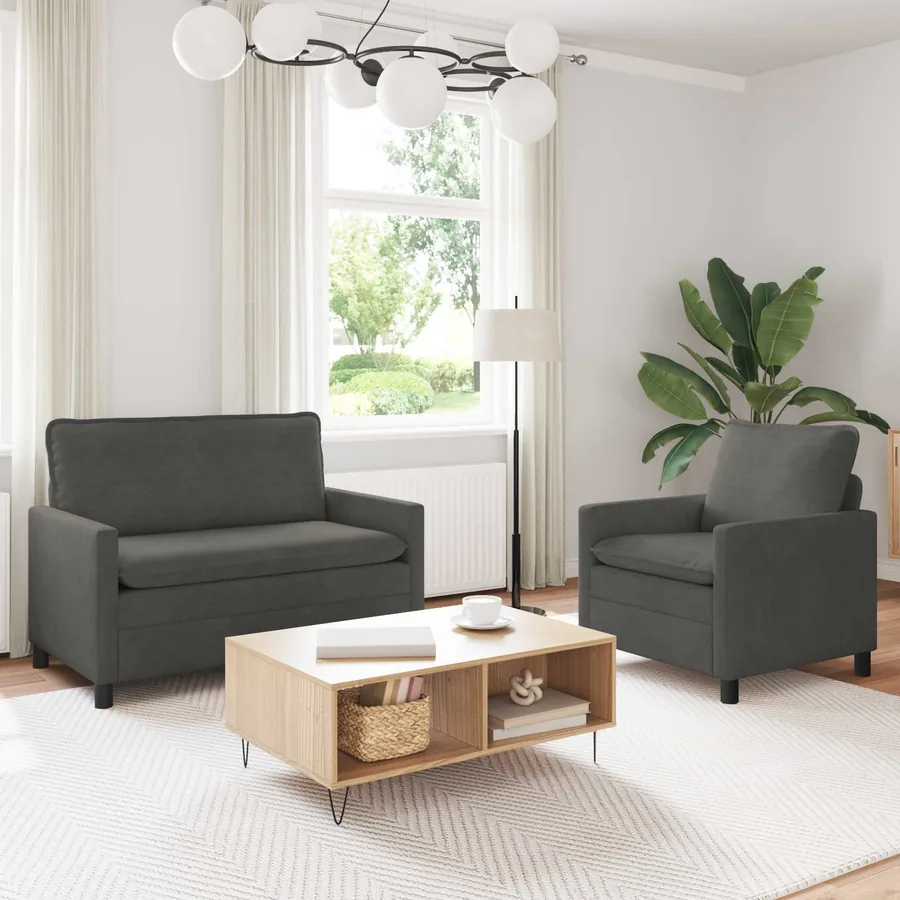 Ensemble de Canapés 2 pcs Gris foncé Tissu