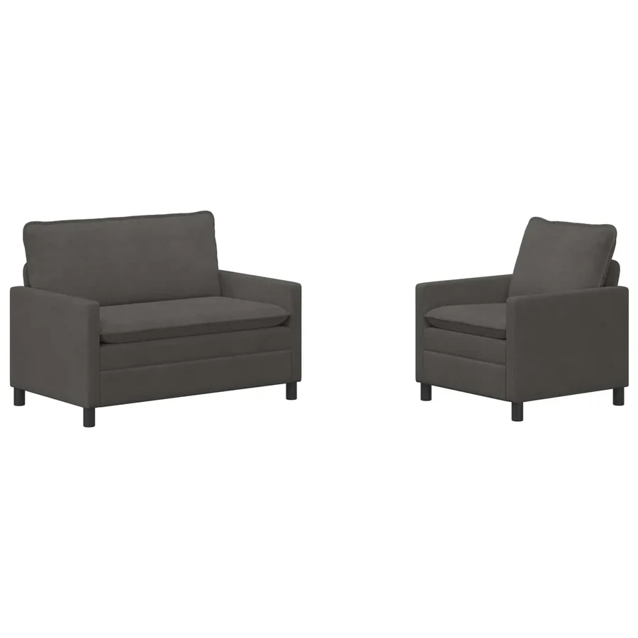 Ensemble de Canapés 2 pcs Gris foncé Tissu - 2