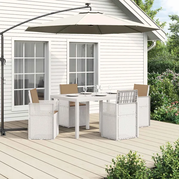 Ensemble de salle à manger pour jardin 5 pcs Blanc et taupe PP