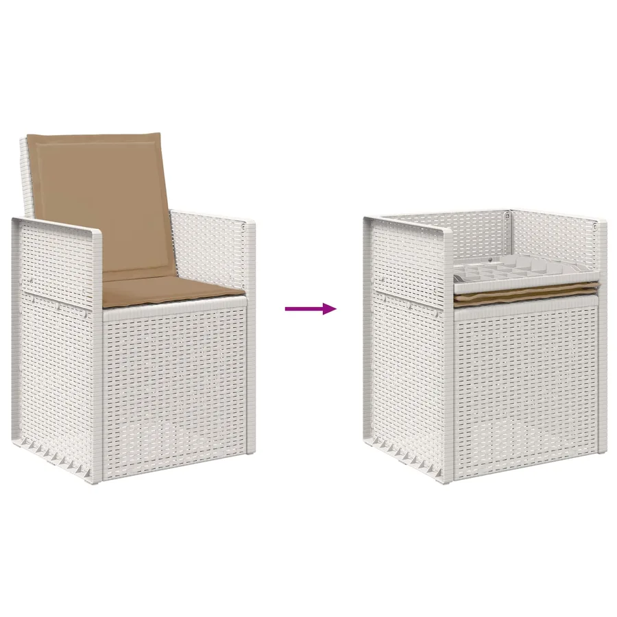 Ensemble de salle à manger pour jardin 5 pcs Blanc et taupe PP - 9