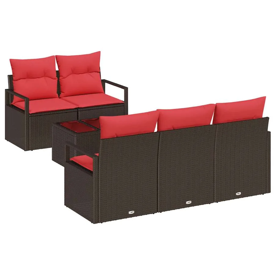 Ensemble de Canapés 6 pcs Marron et rouge polyrotin - 2