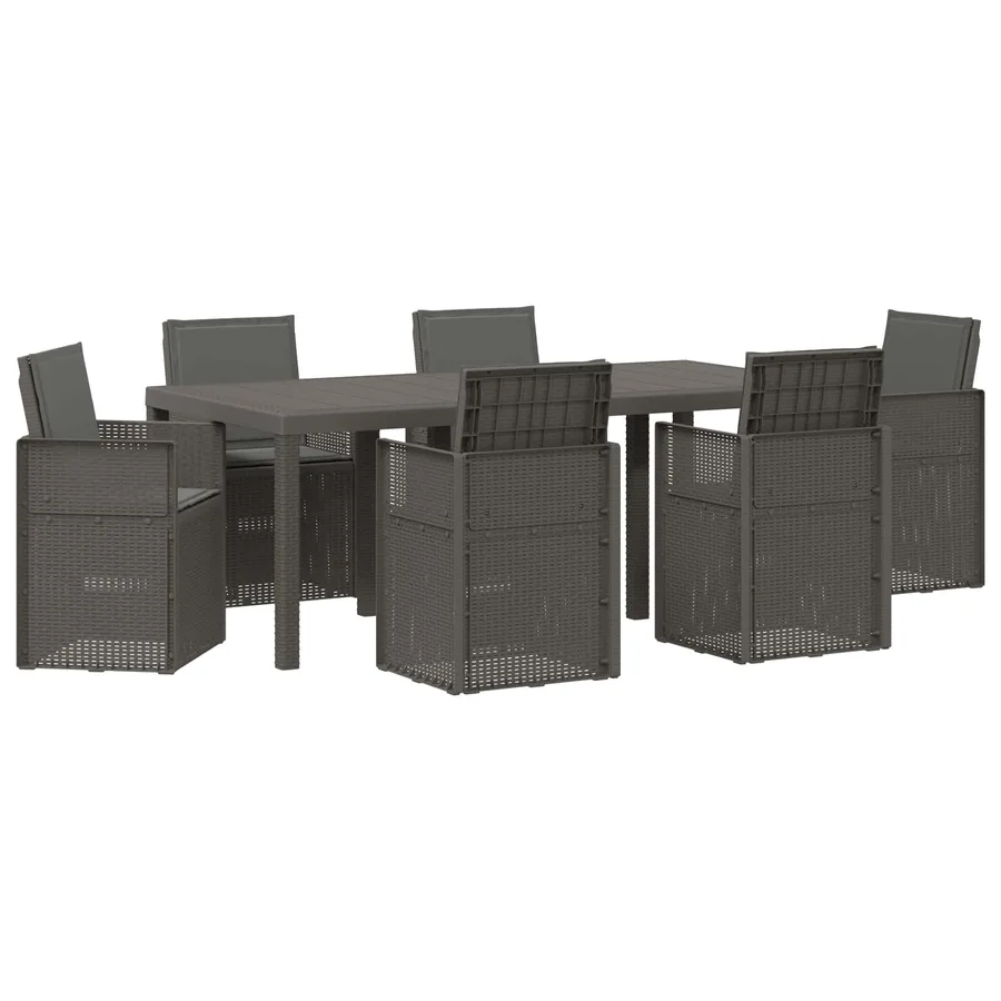 Ensemble de salle à manger pour jardin avec coussin 7 pcs PP - 2