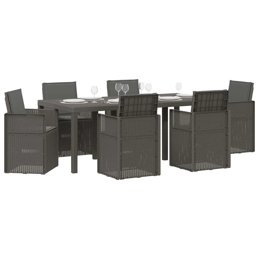 Ensemble de salle à manger pour jardin avec coussin 7 pcs PP - 3