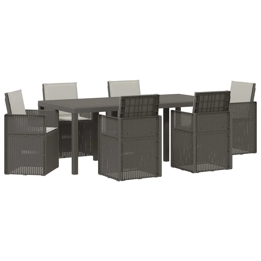 Ensemble de salle à manger pour jardin 7 pcs Gris clair PP - 2