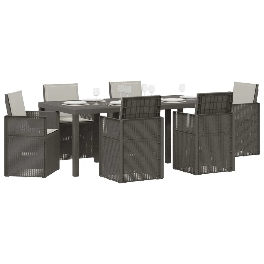 Ensemble de salle à manger pour jardin 7 pcs Gris clair PP - 3