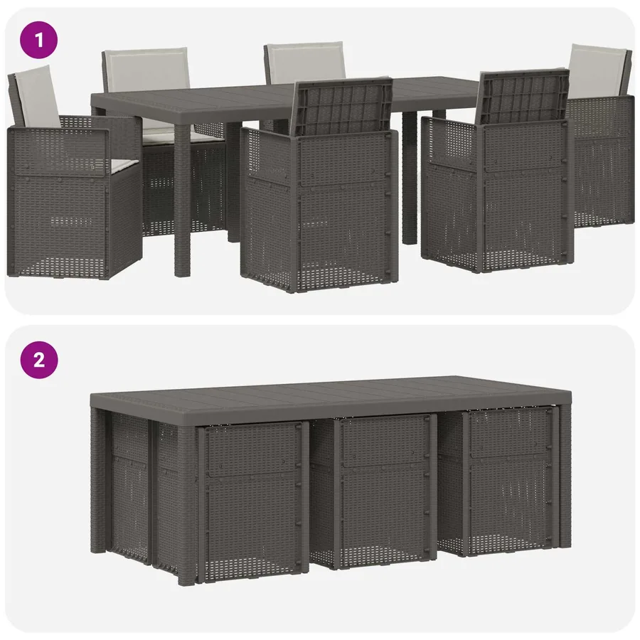 Ensemble de salle à manger pour jardin 7 pcs Gris clair PP - 8