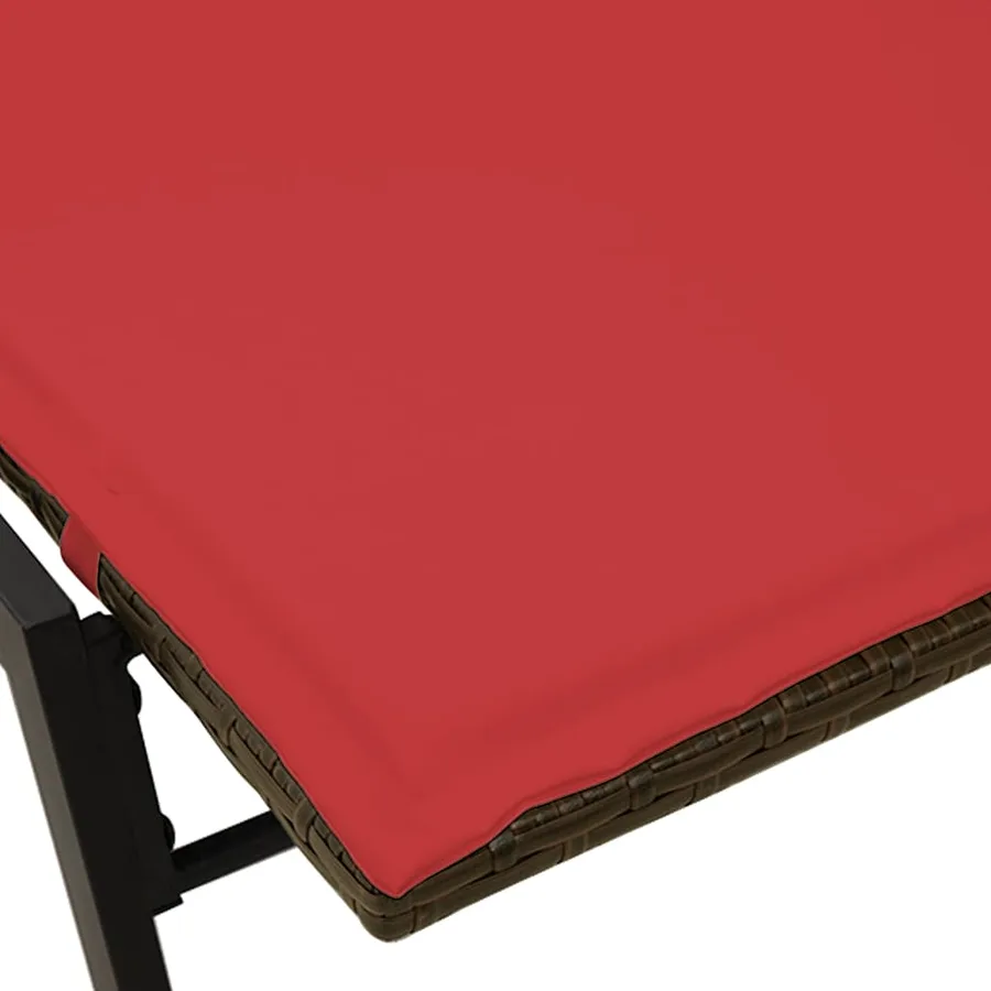 Chaise longue avec coussin marron résine tressée - 10