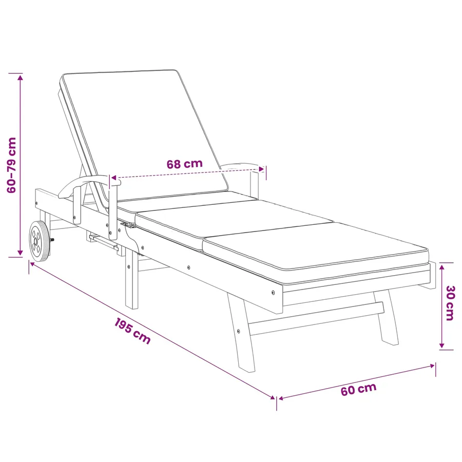 Chaise longue avec coussin 100% Polyester Teck Solide - 8