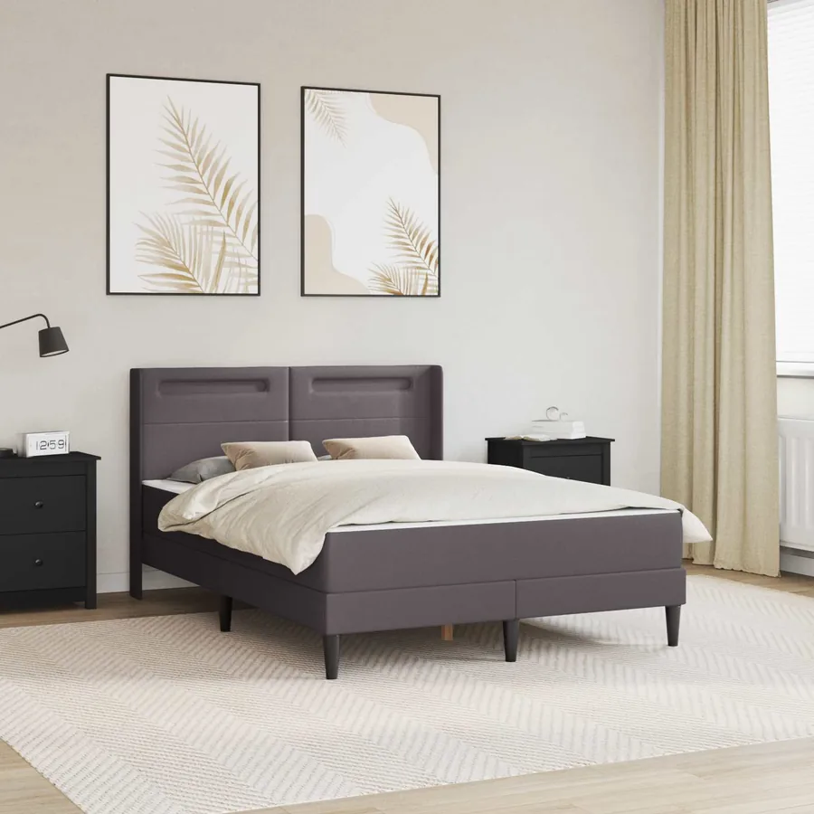 Cadre de lit avec matelas Gris 140 x 200 cm Simili cuir