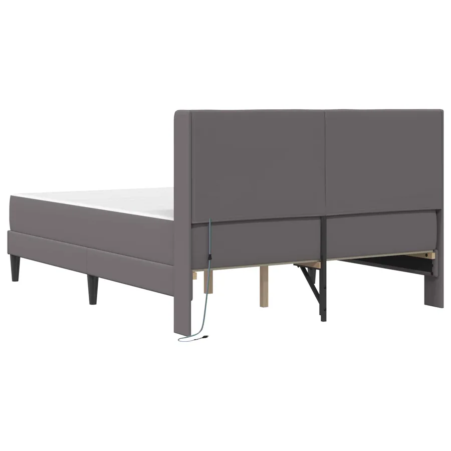 Cadre de lit avec matelas Gris 140 x 200 cm Simili cuir - 10