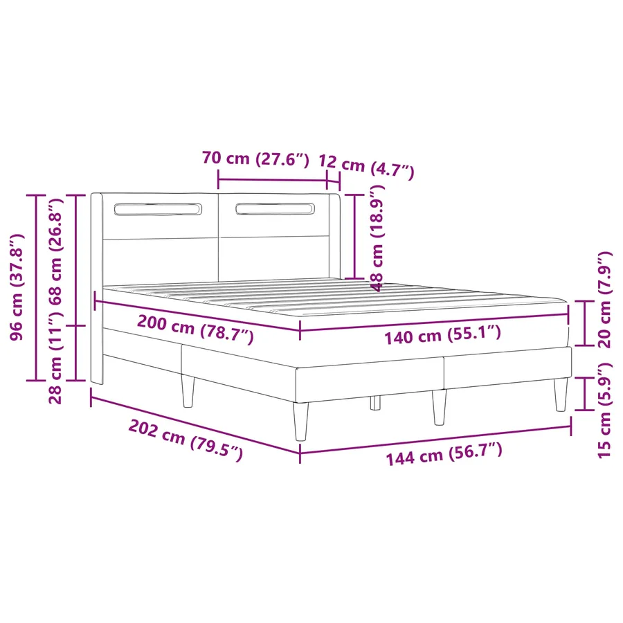 Cadre de lit avec matelas Gris 140 x 200 cm Simili cuir - 13
