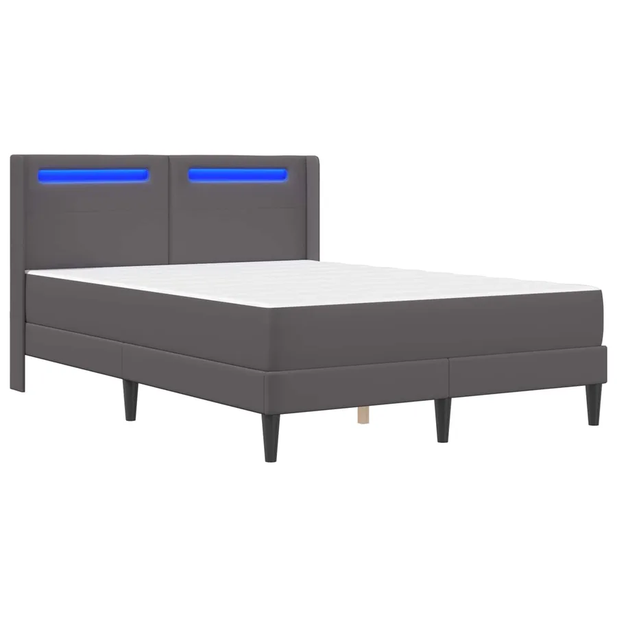Cadre de lit avec matelas Gris 140 x 200 cm Simili cuir - 5