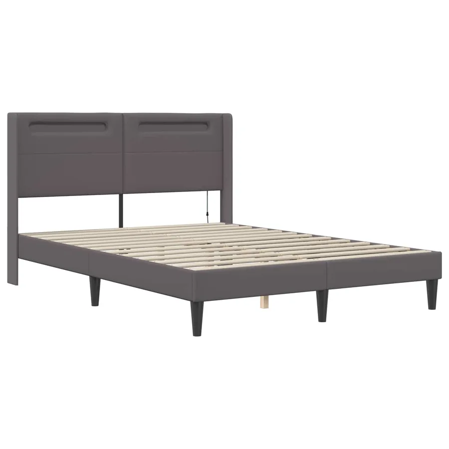 Cadre de lit avec matelas Gris 140 x 200 cm Simili cuir - 6