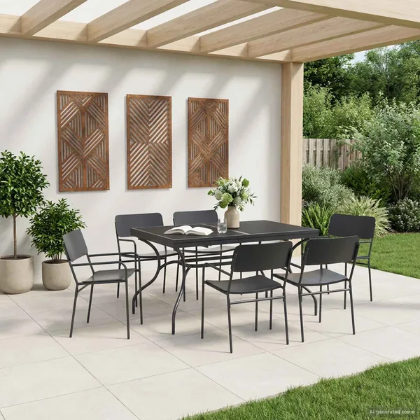 Table de Salle à Manger en Maille Extensible Anthracite Acier