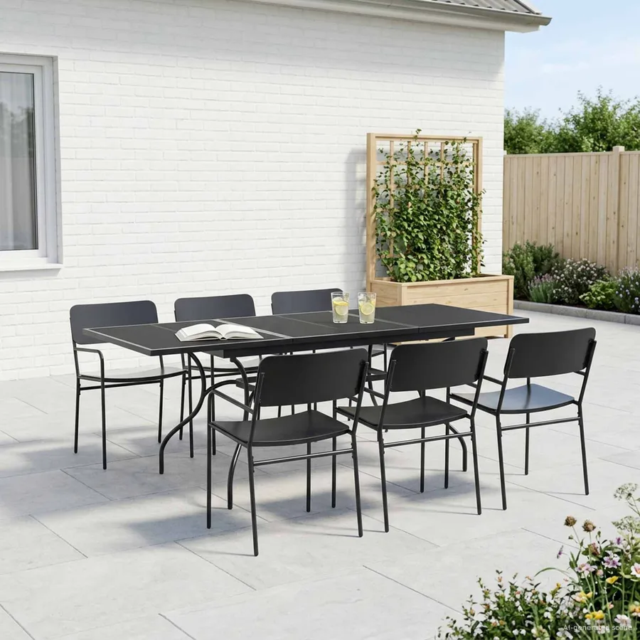 Table de Salle à Manger en Maille Extensible Anthracite Acier - 3