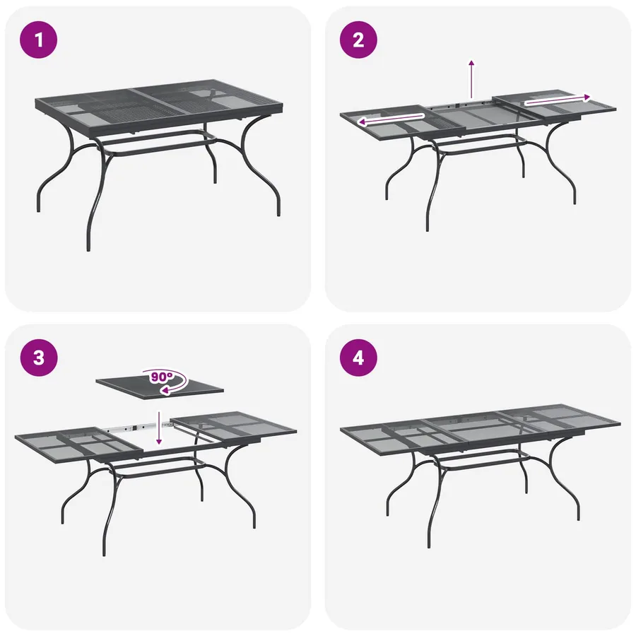 Table de Salle à Manger en Maille Extensible Anthracite Acier - 8