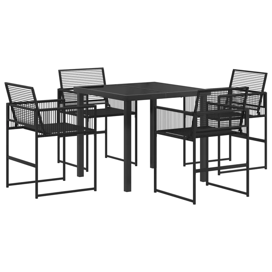 Ensemble de salle à manger pour jardin 5 pcs Noir polyrotin - 2