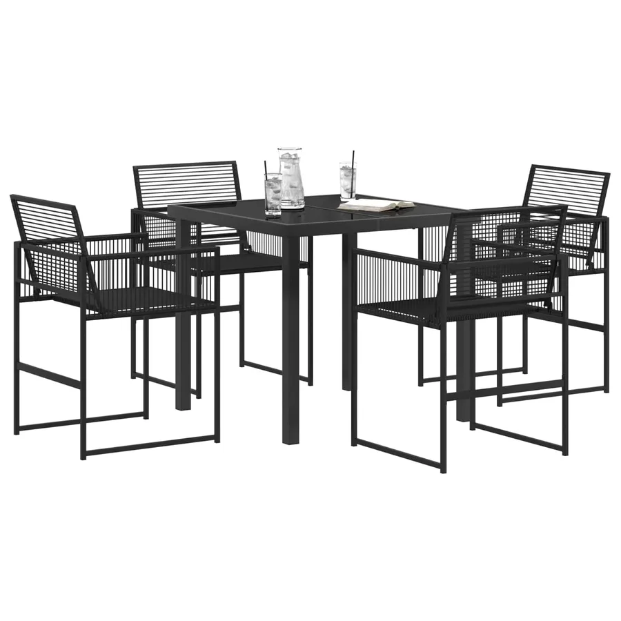 Ensemble de salle à manger pour jardin 5 pcs Noir polyrotin - 3