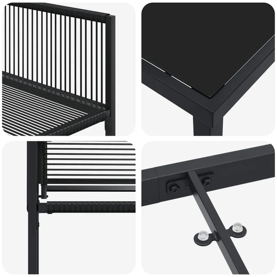Ensemble de salle à manger pour jardin 5 pcs Noir polyrotin - 7