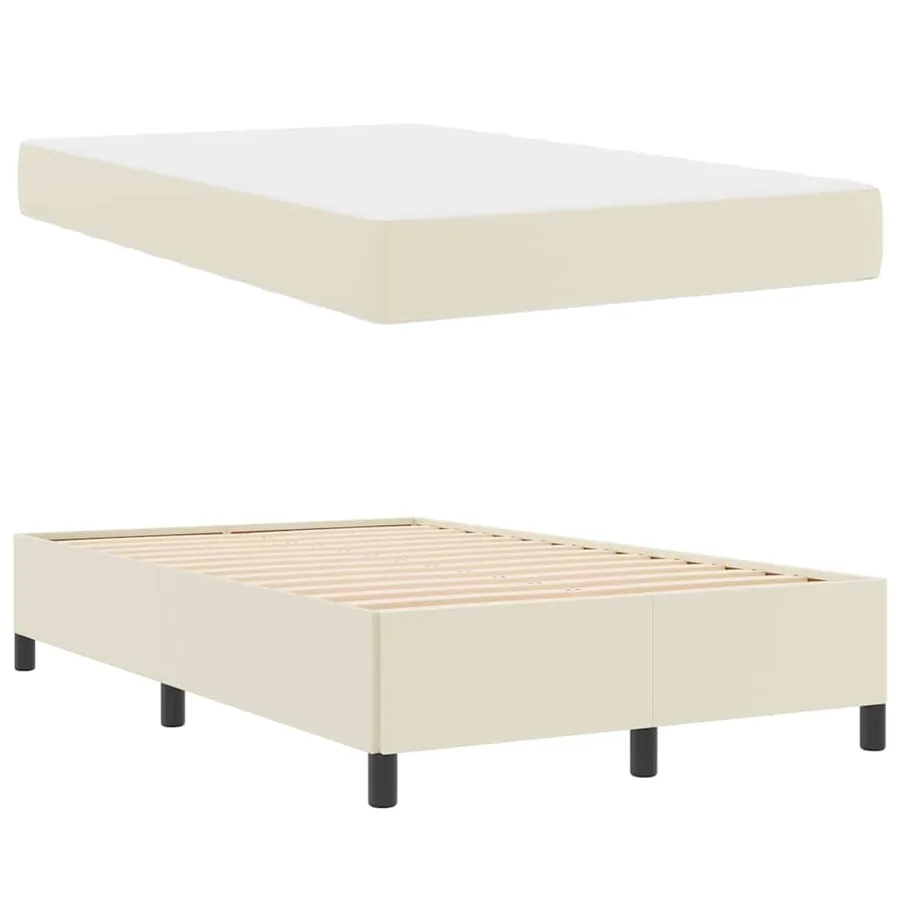 Cadre de lit avec matelas Crème 120 x 200 cm tissu - 6